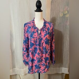 Tommy Hilfiger Floral Pink and Blue Women's Top